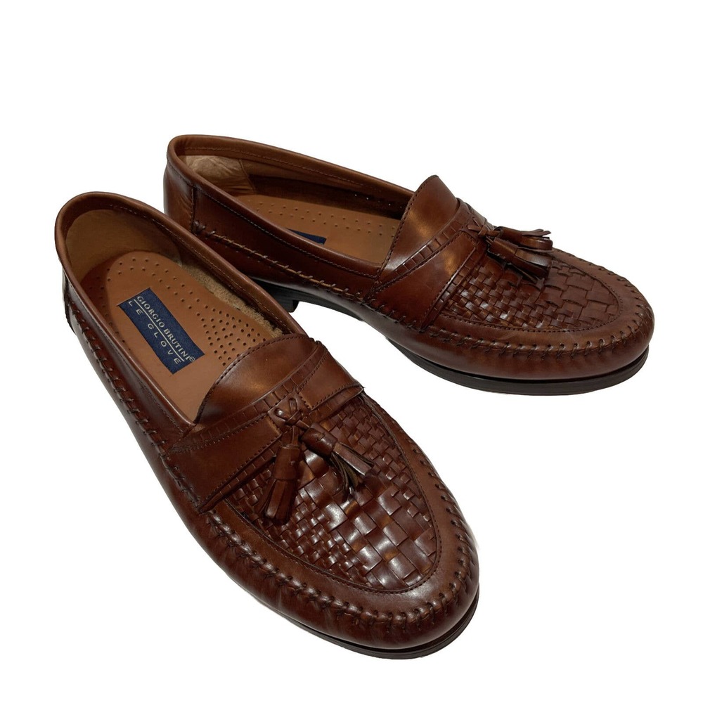 GEORGIO BRUTINI Newark Brown Men’s 10M Woven Tassel Loafer Made In Brazil - Picture 1 of 7